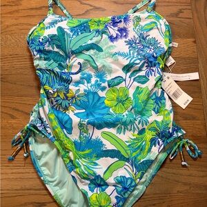 🌺 NWT Bleu by Rod Beattie One-Piece Swimsuit – Size 12 – Tropical Floral Print 🌺